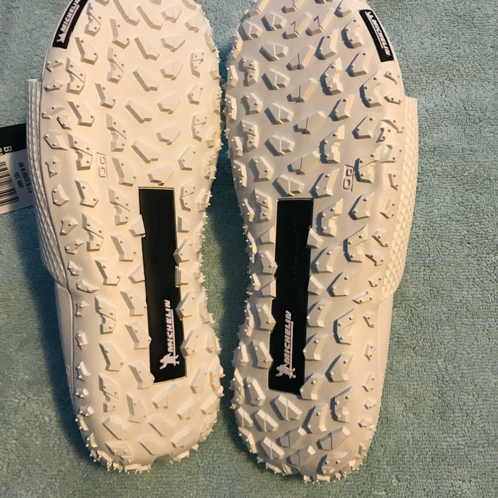 New Under Armour Project Rock Men Slide 3025237-101 White Size 13 - Picture 4 of 5